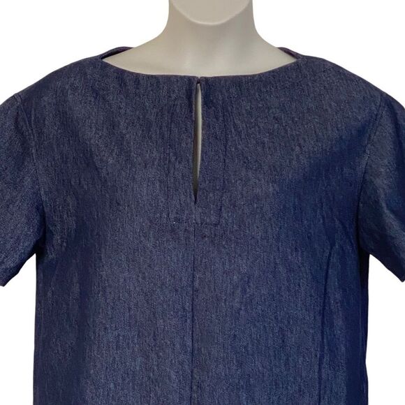 Theory Classic Jean Dark Denim Shift Mini Dress Sz 10 - Picture 6 of 16